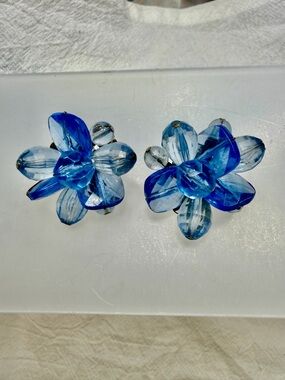 Vintage West German  Flower Clip-On Earrings